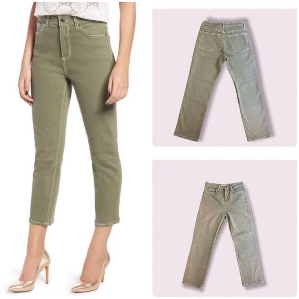 TopShop - Green MOTO Cropped Jeans